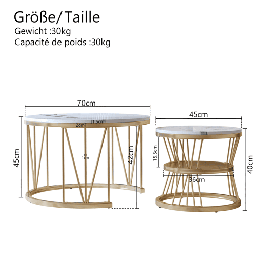 Conjunto de mesas de centro 2 em 1, mesas para sala de estar, 70 cm45 cm Conjunto de mesas de centro 2 em 1, mesas para sala de estar, 70 cm45 cm