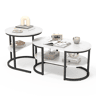 2 conjuntos, mesa de centro com estrutura em ferro, mesa com aspeto de mármore, mesa de centro, mesa de sofá, mesa de sala, moderna