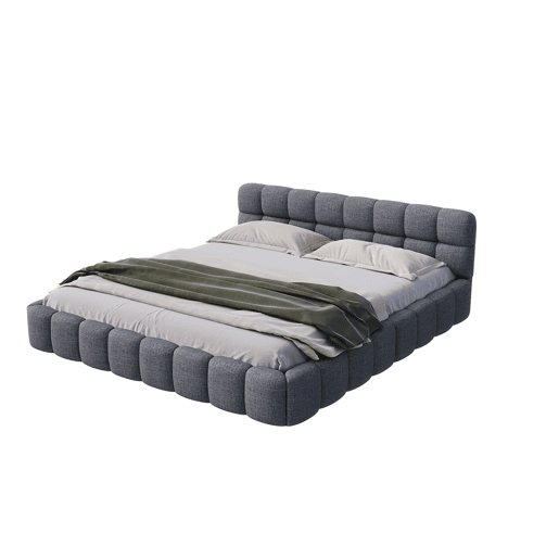 Cama 140 x 190 cm, cama jovem, cama de casal, com costas macias, cama plana, estrado de ripas, linho, cinza Cama 140 x 190 cm, cama jovem, cama de casal, com costas macias, cama plana, estrado de ripas, linho, cinza