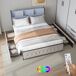 Cama doble, cama con cajones, LED, USB 217x182 Cama doble, cama con cajones, LED, USB 217x182 Beige
