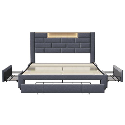 Cama 160x200cm,USB,LED,3 gavetas,cama jovem,cama de casal,cama de arrumação cama de madeira maciça Cama 160x200cm,USB,LED,3 gavetas,cama jovem,cama de casal,cama de arrumação cama de madeira maciça