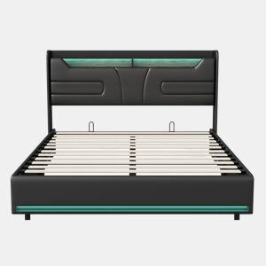 Cama 160x200cm, cama de casal, LED, USB