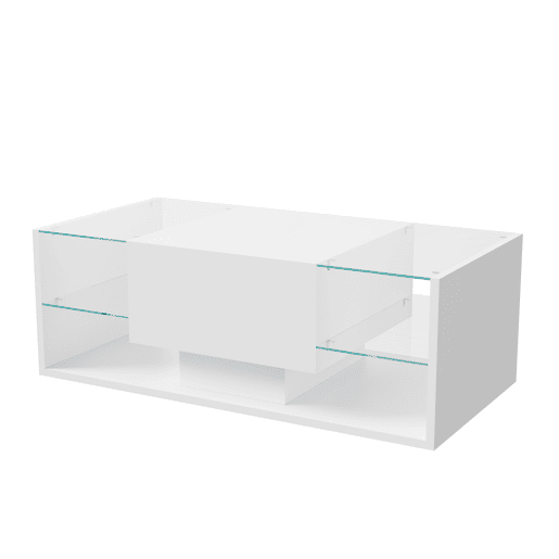 Mesa de sala, mesa de centro, LED, 100x50x35 cm, branca