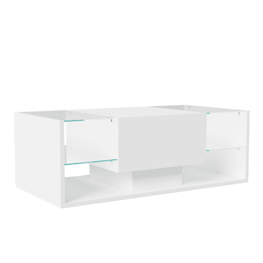 Mesa de sala, mesa de centro, LED, 100x50x35 cm, branca