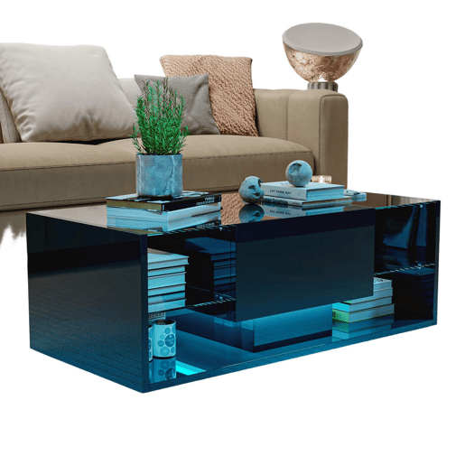 Mesa de centro, mesa para sala de estar, LED, gavetas, 100x50x35 cm Mesa de centro, mesa para sala de estar, LED, gavetas, 100x50x35 cm