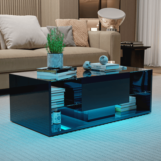 Mesa de centro, mesa para sala de estar, LED, gavetas, 100x50x35 cm Mesa de centro, mesa para sala de estar, LED, gavetas, 100x50x35 cm