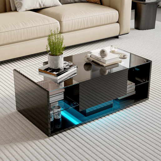 Mesa de centro, mesa para sala de estar, LED, gavetas, 100x50x35 cm Mesa de centro, mesa para sala de estar, LED, gavetas, 100x50x35 cm