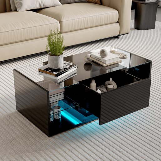 Mesa de centro, mesa para sala de estar, LED, gavetas, 100x50x35 cm Mesa de centro, mesa para sala de estar, LED, gavetas, 100x50x35 cm