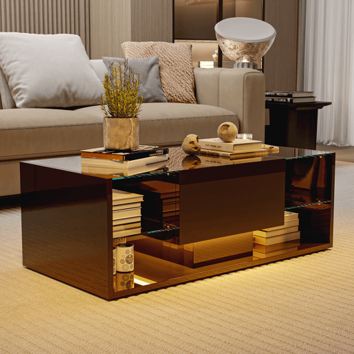 Mesa de centro, mesa para sala de estar, LED, gavetas, 100x50x35 cm Mesa de centro, mesa para sala de estar, LED, gavetas, 100x50x35 cm
