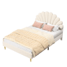 Cama estofada 140x200 cm, estrutura de cama, cama de solteiro, cama de casal, bege