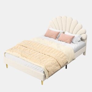 Cama estofada 140x200 cm, estrutura de cama, cama de solteiro, cama de casal, bege