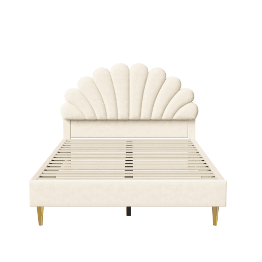 Cama estofada 140x200 cm, estrutura de cama, cama de solteiro, cama de casal, bege Cama estofada 140x200 cm, estrutura de cama, cama de solteiro, cama de casal, bege