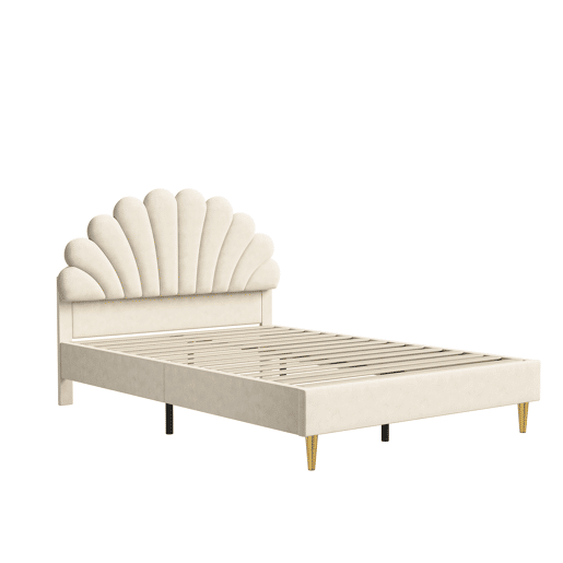 Cama estofada 140x200 cm, estrutura de cama, cama de solteiro, cama de casal, bege Cama estofada 140x200 cm, estrutura de cama, cama de solteiro, cama de casal, bege