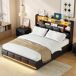 Cama con almacenamiento, cama doble, USB, LED 211x145 Cama con almacenamiento, cama doble, USB, LED 211x145 Negro