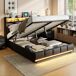 Cama con almacenamiento, cama doble, USB, LED 211x145 Cama con almacenamiento, cama doble, USB, LED 211x145 Negro