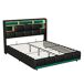 Cama con almacenamiento, cama doble, USB, LED 211x145 Cama con almacenamiento, cama doble, USB, LED 211x145 Negro