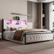 Cama doble, cama con cajones, LED, USB 217x142 Cama doble, cama con cajones, LED, USB 217x142 Beige