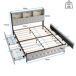 Cama doble, cama con cajones, LED, USB 217x142 Cama doble, cama con cajones, LED, USB 217x142 Beige