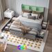 Cama doble, cama con cajones, LED, USB 217x142 Cama doble, cama con cajones, LED, USB 217x142 Beige