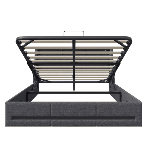 Cama 140x190cm, Cama Jovem, Cama Individual, LED, USB, Cama de Arrumação, Cinza Cama 140x190cm, Cama Jovem, Cama Individual, LED, USB, Cama de Arrumação, Cinza