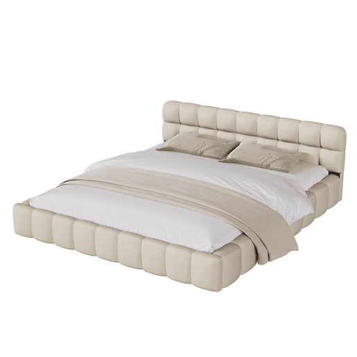 Cama 160 x 200 cm, cama jovem, cama de casal, cama plana, linho, bege