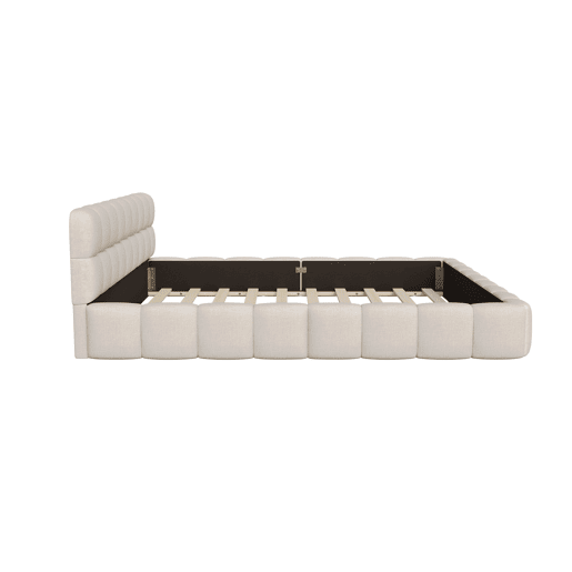 Cama 160 x 200 cm, cama jovem, cama de casal, cama plana, linho, bege