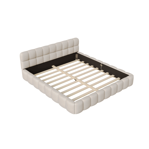 Cama 160 x 200 cm, cama jovem, cama de casal, cama plana, linho, bege
