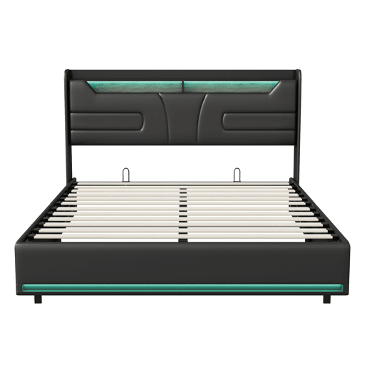 Cama 140x200cm, cama de casal, LED, USB