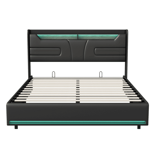 Cama 140x200cm, cama de casal, LED, USB