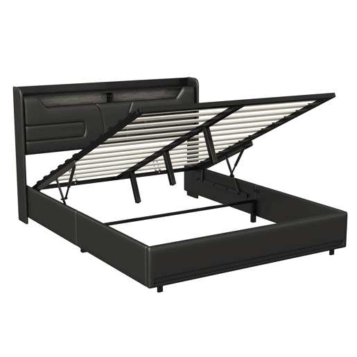 Cama 140x200cm, cama de casal, LED, USB