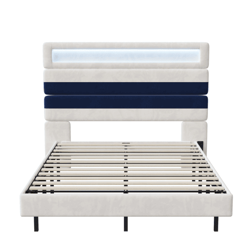 Cama 140x190cm, USB, LED, Cama jovem, Cama individual Cama 140x190cm, USB, LED, Cama jovem, Cama individual