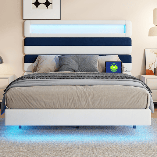 Cama 140x190cm, USB, LED, Cama jovem, Cama individual Cama 140x190cm, USB, LED, Cama jovem, Cama individual
