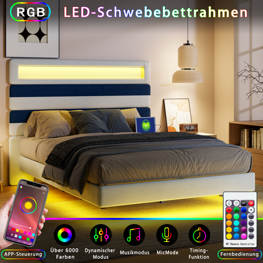 Cama 140x190cm, USB, LED, Cama jovem, Cama individual Cama 140x190cm, USB, LED, Cama jovem, Cama individual