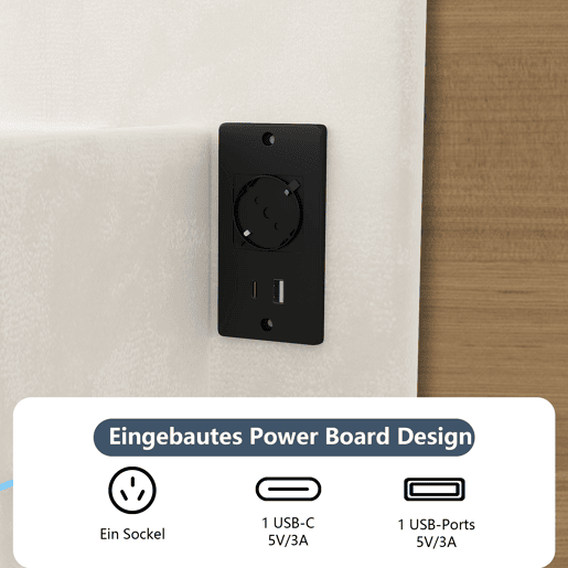 Cama 140x190cm, USB, LED, Cama jovem, Cama individual Cama 140x190cm, USB, LED, Cama jovem, Cama individual