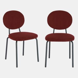 Cadeira vintage de metal revestida em tecido, set de 2 Borgonha - 51x44x82 cm