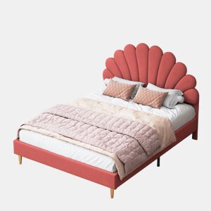 Cama 140x200cm, veludo, formato flor, cama de casal, cama menina, cama criança, adolescente (vermelho)