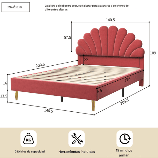 Cama 140x200cm, veludo, formato flor, cama de casal, cama menina, cama criança, adolescente (vermelho) Cama 140x200cm, veludo, formato flor, cama de casal, cama menina, cama criança, adolescente (vermelho)