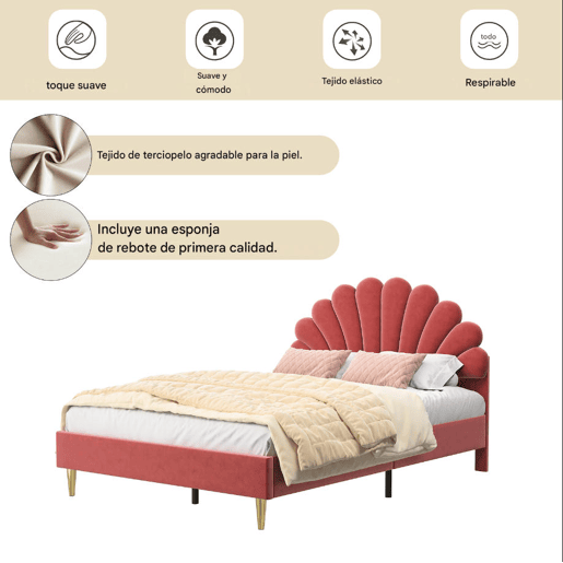 Cama 140x200cm, veludo, formato flor, cama de casal, cama menina, cama criança, adolescente (vermelho) Cama 140x200cm, veludo, formato flor, cama de casal, cama menina, cama criança, adolescente (vermelho)