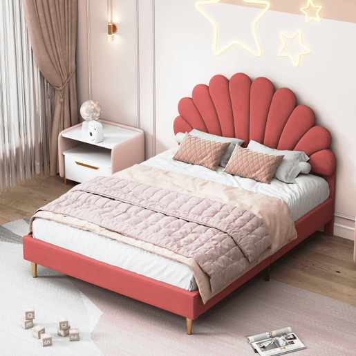 Cama 140x200cm, veludo, formato flor, cama de casal, cama menina, cama criança, adolescente (vermelho) Cama 140x200cm, veludo, formato flor, cama de casal, cama menina, cama criança, adolescente (vermelho)