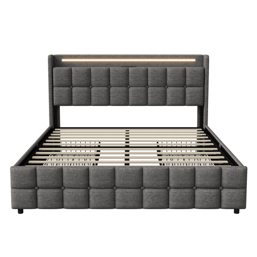 Cama 160x200cm,USB,LED,4 gavetas,cama de casal