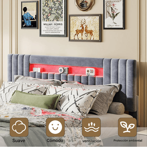 Cama 160x200cm, LED, cama de casal, cama jovem, cama funcional, cama de molas hidrĂ¡ulica Cama 160x200cm, LED, cama de casal, cama jovem, cama funcional, cama de molas hidrĂ¡ulica