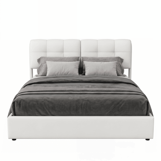 Cama 140x200cm, LED, cama de casal, cor bege Cama 140x200cm, LED, cama de casal, cor bege