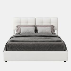 Cama 140x200cm, LED, cama de casal, cor bege