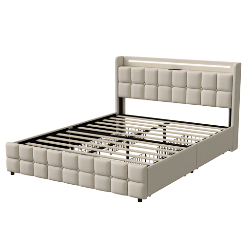 Cama 180x200cm,USB,LED,4 gavetas,cama de casal Cama 180x200cm,USB,LED,4 gavetas,cama de casal