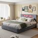 Cama doble. Cama de dormitorio, USB, LED 205x141 Cama doble. Cama de dormitorio, USB, LED 205x141 Gris