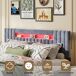 Cama doble. Cama de dormitorio, USB, LED 205x141 Cama doble. Cama de dormitorio, USB, LED 205x141 Gris