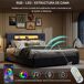Cama doble. Cama de dormitorio, USB, LED 205x141 Cama doble. Cama de dormitorio, USB, LED 205x141 Gris