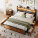 Cama con almacenamiento, cama doble, USB, LED 217x182 Cama con almacenamiento, cama doble, USB, LED 217x182 Negro