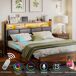 Cama con almacenamiento, cama doble, USB, LED 217x182 Cama con almacenamiento, cama doble, USB, LED 217x182 Negro