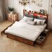 Cama con almacenamiento, cama doble, USB, LED 217x182 Cama con almacenamiento, cama doble, USB, LED 217x182 Negro